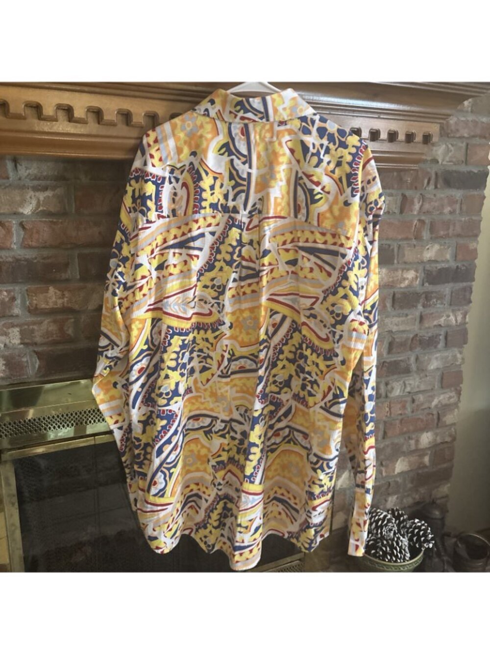 Enyce Clothing Co Long Sleeve Men’s Bright Yellow Paisley Shirt 3XL - Picture 3 of 7
